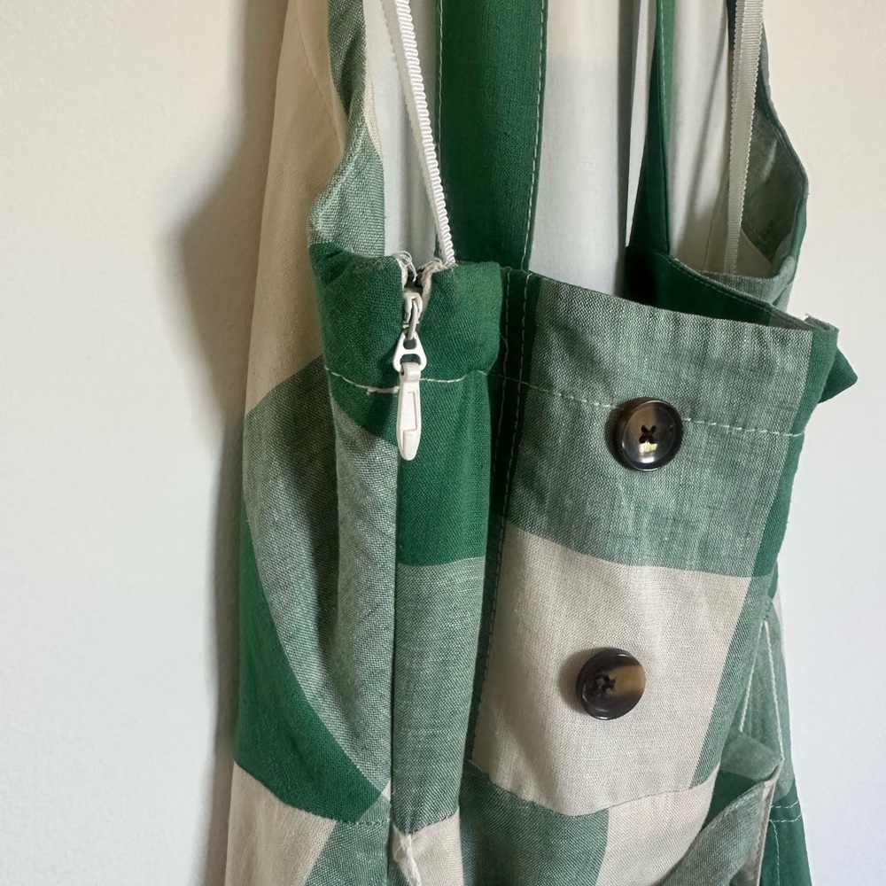 Maeve by ANTHROPOLOGIE Midi Gingham green and white dress - Picture 6 of 6